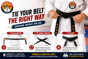 🥋 How to Tie Your Karate & Taekwondo Belt the Right Way with Pinnacle Martial Arts at Marrickville, Chester Hill, Earlwood,& Caddens Penrith in Sydney