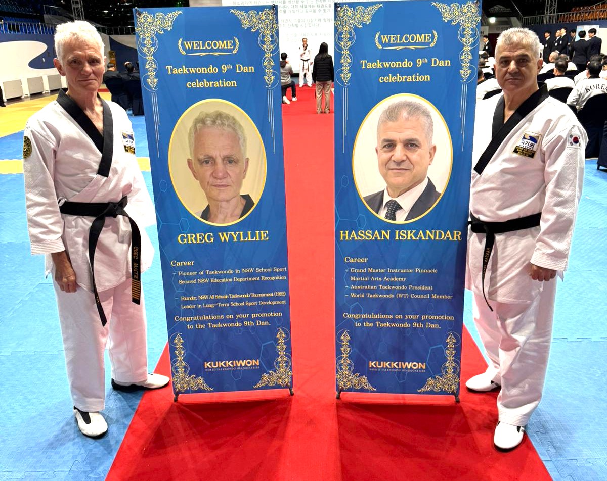 Elite Taekwondo Grand Masters, GM Greg Wyllie and GM Hassan Iskandar PhD OAM