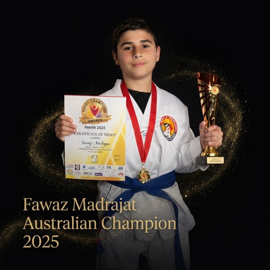 Fawaz Madrajat Australian Taekwondo Champion at Pinnacle Taekwondo Martial Arts in Penrith West Sydney